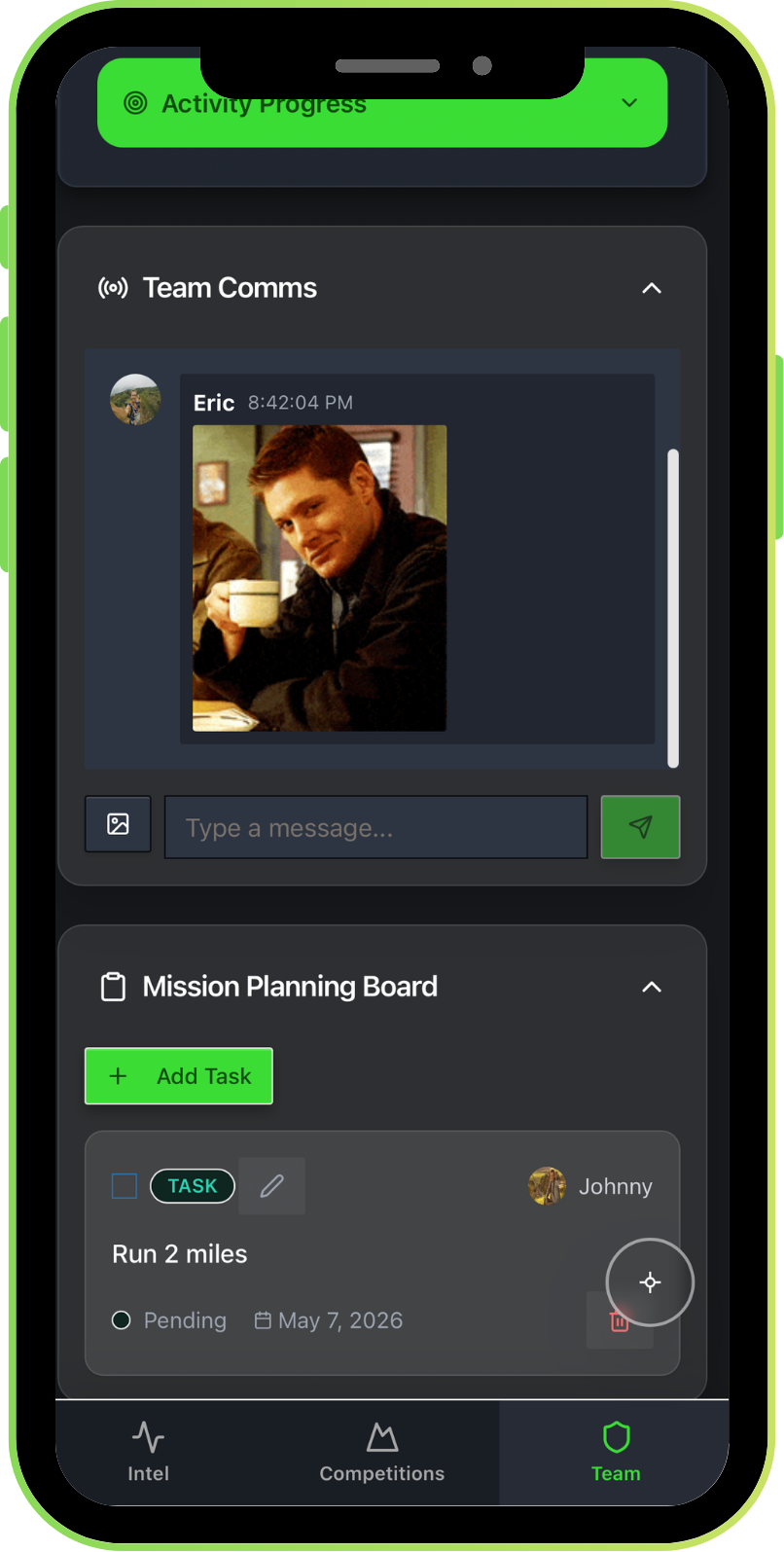 Team Comms and Mission Board
